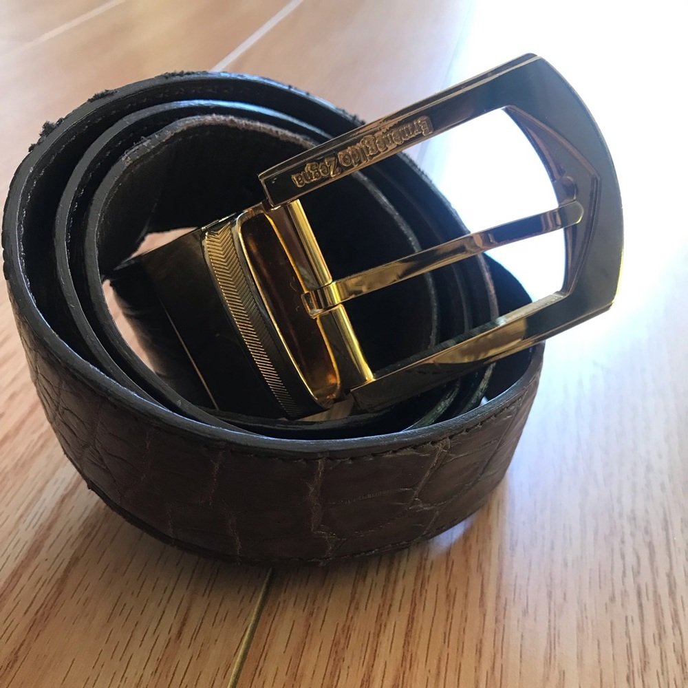 Ermenegildo Zegna Embossed Crocodile Two Way Belt. Sz 40